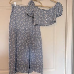 Two-piece Blue Floral Set